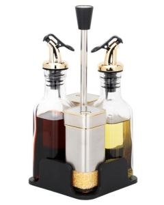 Ensemble de 5 Pièces en Verre pour Huile, Vinaigre, Poivre et Sel