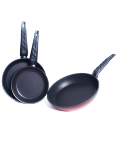 Set De 3 Poêles Granite GRATINA Rouge & Noir