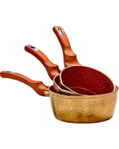 Golden House Set De 3 Casseroles Granite Effet Cuivre
